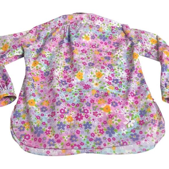 Vintage All Hours Top Womens XS Floral Oversized Roll Tab Sleeve Button 80s USA - Picture 12 of 16